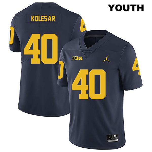 Youth NCAA Michigan Wolverines Caden Kolesar #40 Navy Jordan Brand Authentic Stitched Legend Football College Jersey LF25J10UJ